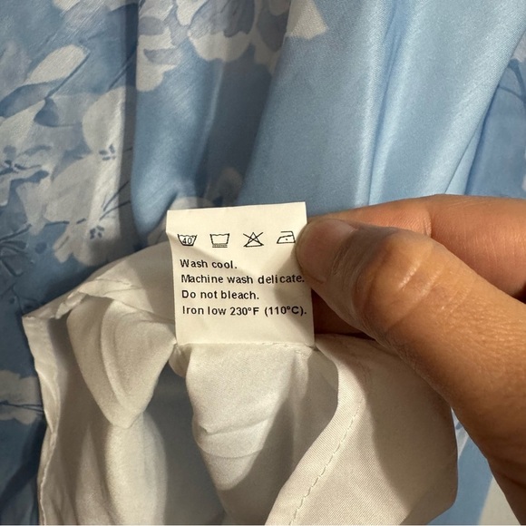 Fehaute Blue Floral Chiffon Halter Sleeveless Midi Dress Size 8 - Picture 4 of 12